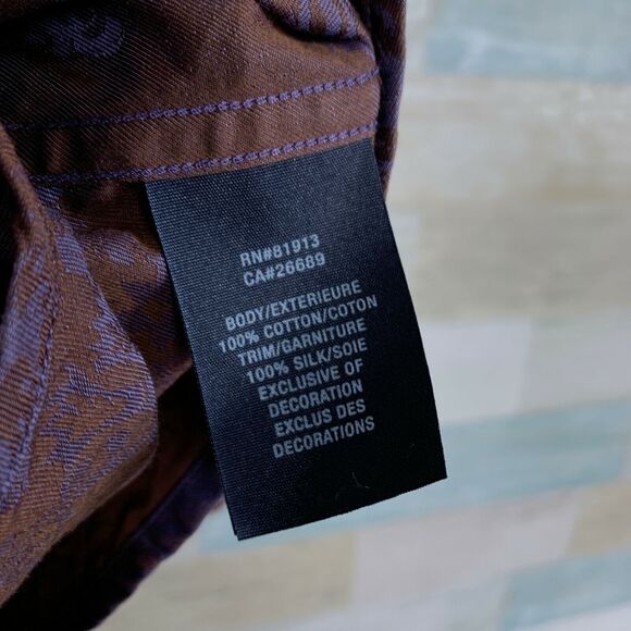 Robert Graham Floral Jacquard Flip Cuff Shirt Purple Silk Embroidered Mens Large - Picture 9 of 9